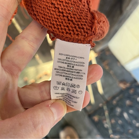 We The Free by Free People Darcy Cropped Distressed Burnt Orange Sweater Sz S - Picture 10 of 15